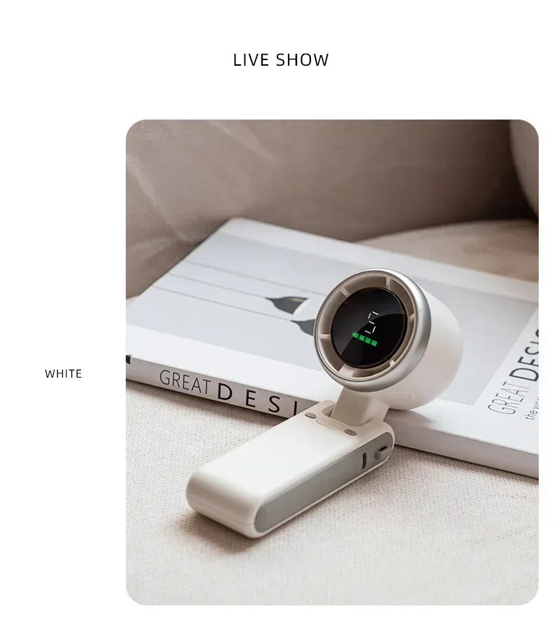 Handheld Fan Mini High-speed Digital Display Portable Desktop Usb Charging Hanging Camping Violent Turbo Fan Taj Home Store