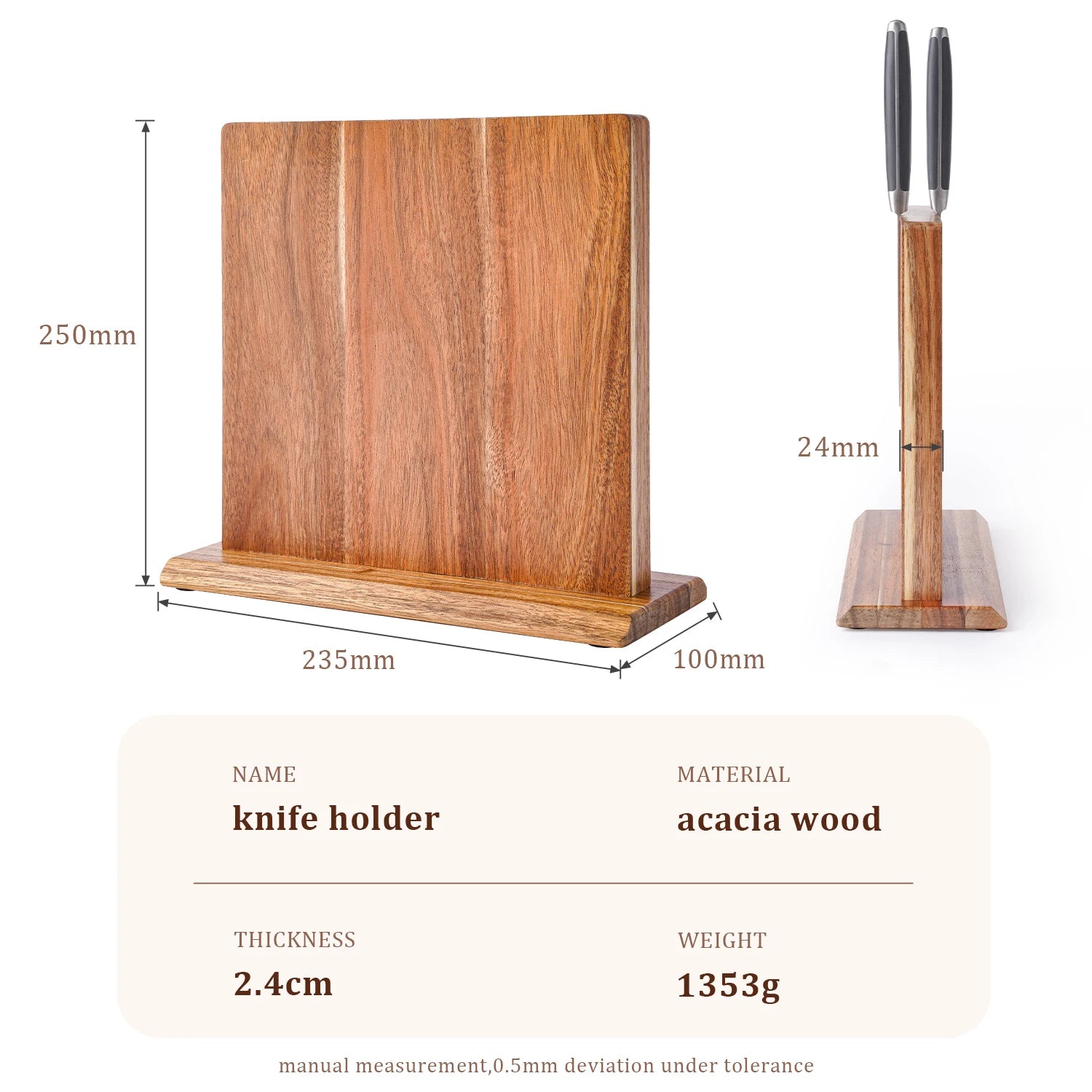 New Acacia Wood Home Kitchen Magnetic Knife Block Holder Rack Magnetic Stands with Strong Enhanced Magnets Taj Home Store