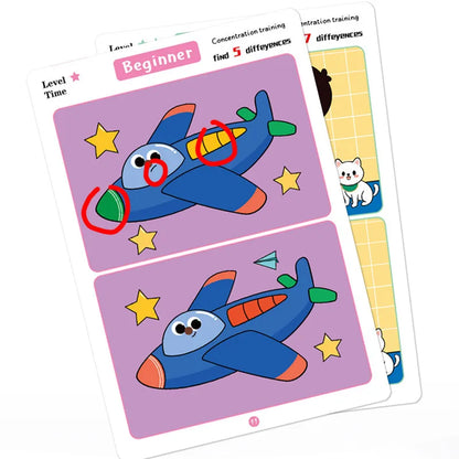 Find Differences Card Game Reusable Cartoon Educational Puzzle for Kids Three Difficulty Levels for Focus Attention Training Taj Home Store