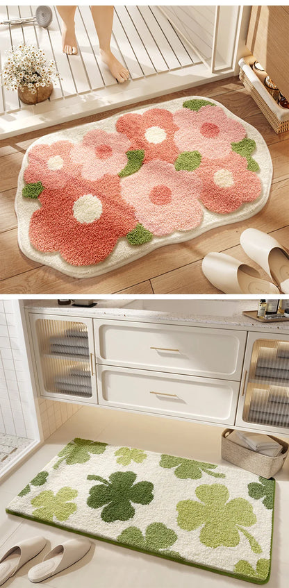 Bathroom Mat, Absorbent Anti Slip, Dirt Resistant Door Mat for Bathroom Entrance,Foot Mat, Flocking, Wave Shaped,Home Decoration Taj Home Store