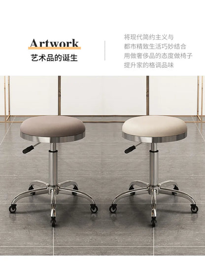 Height-adjustable Round Stools with Swivel Casters Barber&