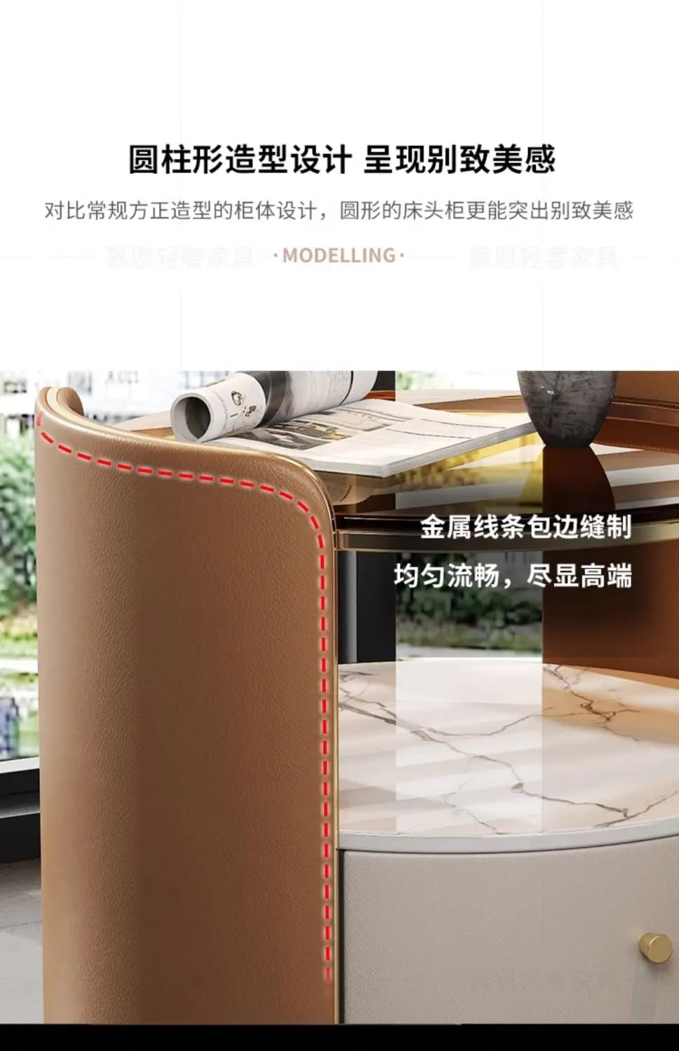 Modern Italian Round Bedside Table: Minimalist Design, Luxury &amp; High-End Storage for Home Bedrooms Taj Home Store