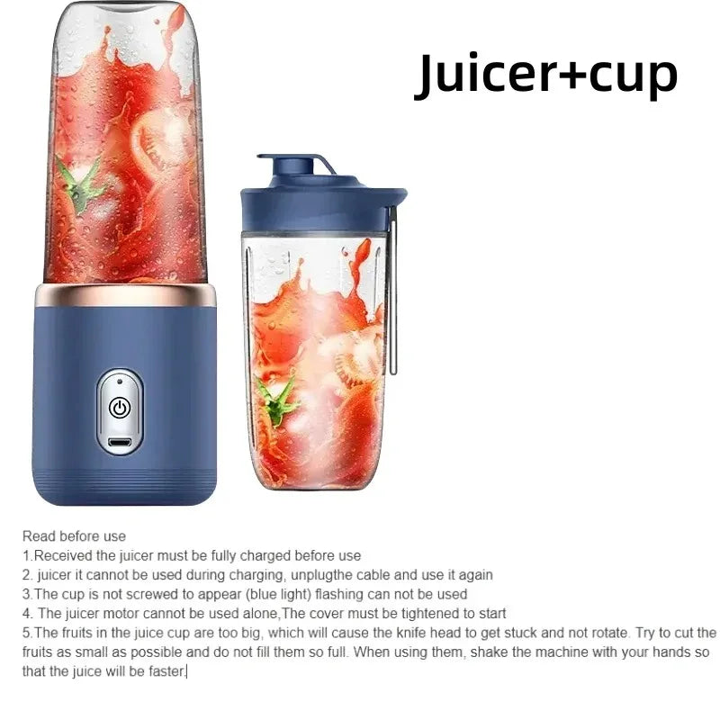 6 Color 400ml Portable USB Blender Electric Travel Juicer Cup For Smoothie Milkshake Kitchen Mini Mixer Tool Taj Home Store