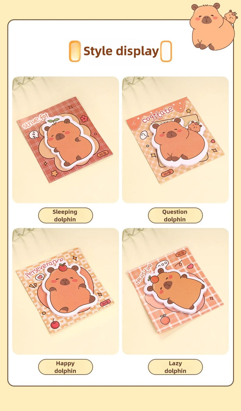 5Pcs/Lot Creative Capybara Memo Pad Cute Cartoon Sticky Notes Message Sticker Book Kawaii Writing Pads School Office Supplies Taj Home Store