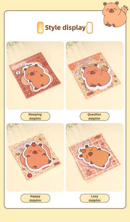 5Pcs/Lot Creative Capybara Memo Pad Cute Cartoon Sticky Notes Message Sticker Book Kawaii Writing Pads School Office Supplies Taj Home Store