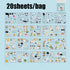 20pcs Corner Cats PET Square Sticker Book for Journal Scrapbooking Planner Decoration Waterproof Cute Animal Stickers, Mr. Paper Taj Home Store