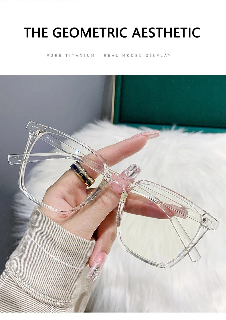 Myopia Glasses, Stylish Retro Square Style For Both Men And Women, Trendy For Students, Plain Face Makeup Style.15951 Taj Home Store