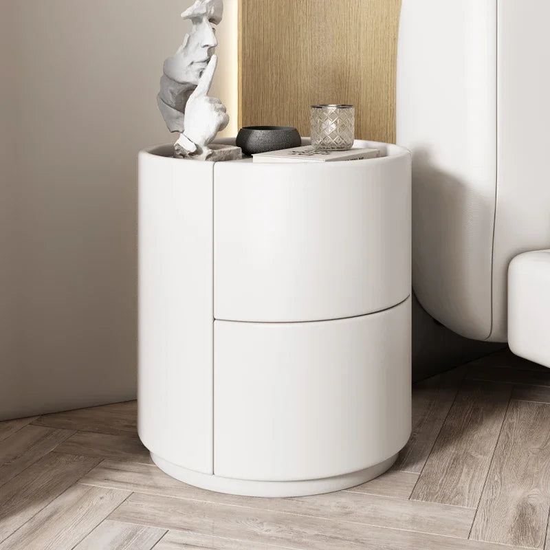 Home Living Room Sofa Side Cabinet, Creative Round Solid Wood Bedside Table, New Simple Modern Small Bedroom Storage Cabinet Taj Home Store