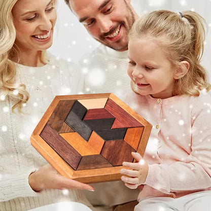 Hexagonal Wooden Geometric Shape Jigsaw Puzzles Chess Game Board Montessori Toys Brain Teaser Educational Intelligence Toys Taj Home Store