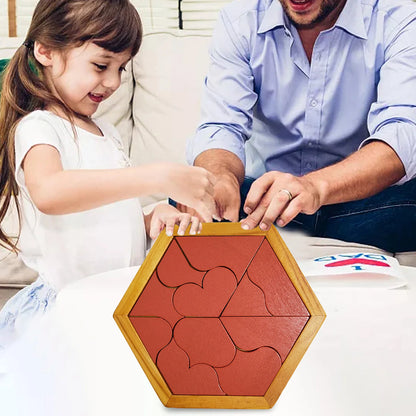 Hexagonal Wooden Geometric Shape Jigsaw Puzzles Chess Game Board Montessori Toys Brain Teaser Educational Intelligence Toys Taj Home Store