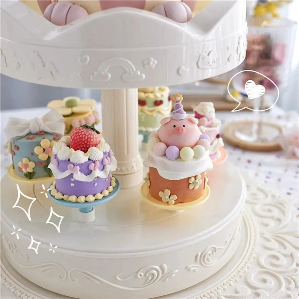 2-tier Automatic Rotating Cake Stand Sushi Dessert Cupcake Macaron Display Tray Wedding Birthday Party Supplies Cakes Turnables Taj Home Store