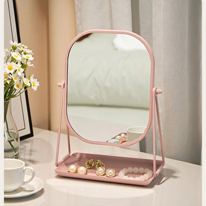 Rotating makeup mirror, light luxury style desktop with chassis, can store large makeup mirror, home dressing table mirror Taj Home Store