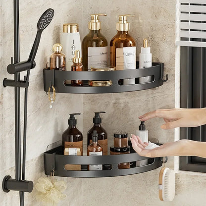 Bathroom Shelves Organizer No Punching Required Kitchen Corner Shelf Racks Shampoo Makeup Storage Holder Shower Towel Caddy Rack Taj Home Store