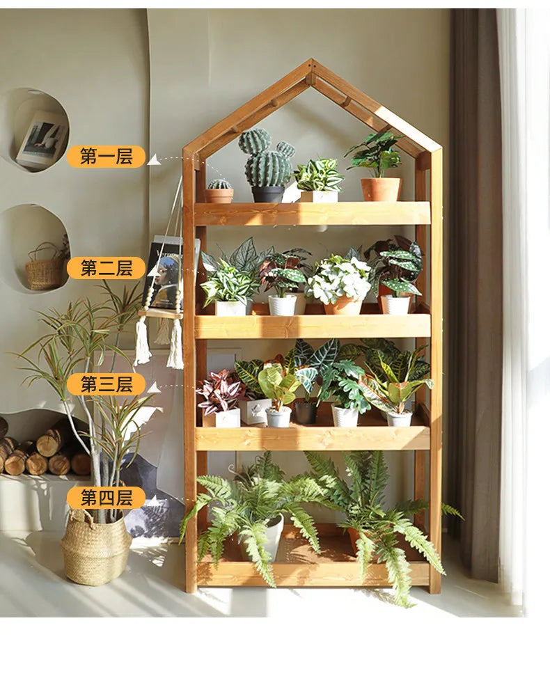 Garden Black Plant Stands Wooden Pots Shelf Patio Plant Stands Flower Outside Giardino Arredamento Esterno Terrace Furniture Taj Home Store