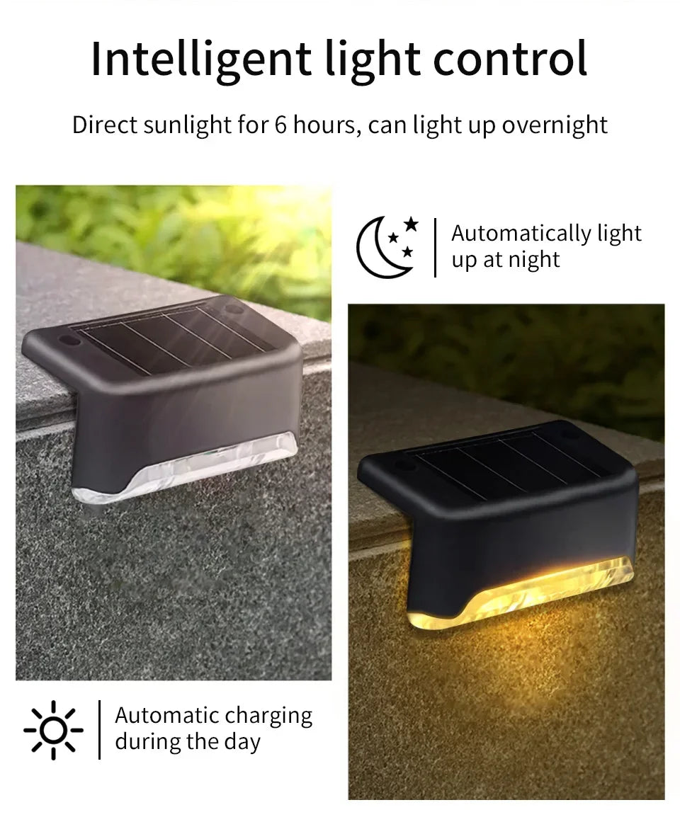 LED Solar Deck Lights Outdoor Solar Light Waterproof Solar Stairs Light Garden Decoration Patio Fence Step Yard Outside Lighting