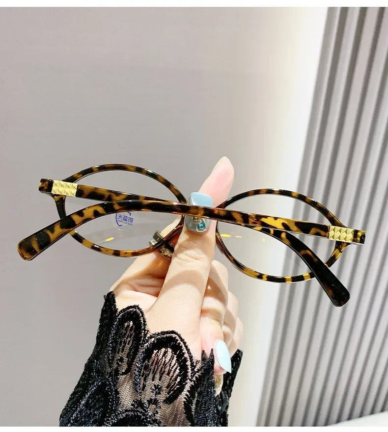Elliptical Artistic Style Myopia Glasses Retro Small Frame Flat Lenses Ultra Light Finished Near Sight Eyewear Fashion Goggles Taj Home Store