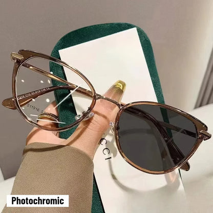 2025 Fashion Cat Eye Photochromic Myopia Glasses for Women Outdoor Color Changing UV Protection Sunglasses Near Sight Eyeglasses Taj Home Store