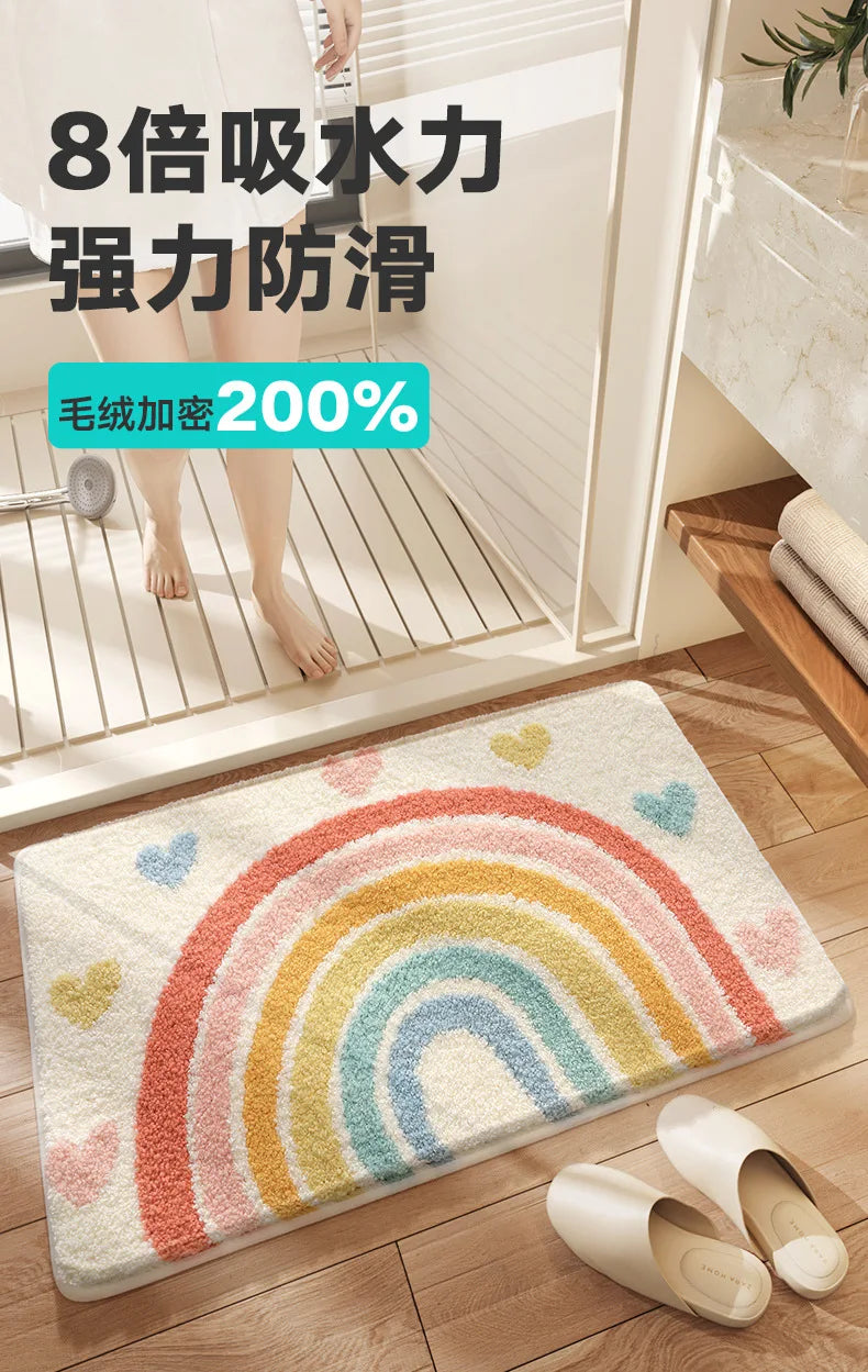 Bathroom Mat, Absorbent Anti Slip, Dirt Resistant Door Mat for Bathroom Entrance,Foot Mat, Flocking, Wave Shaped,Home Decoration Taj Home Store