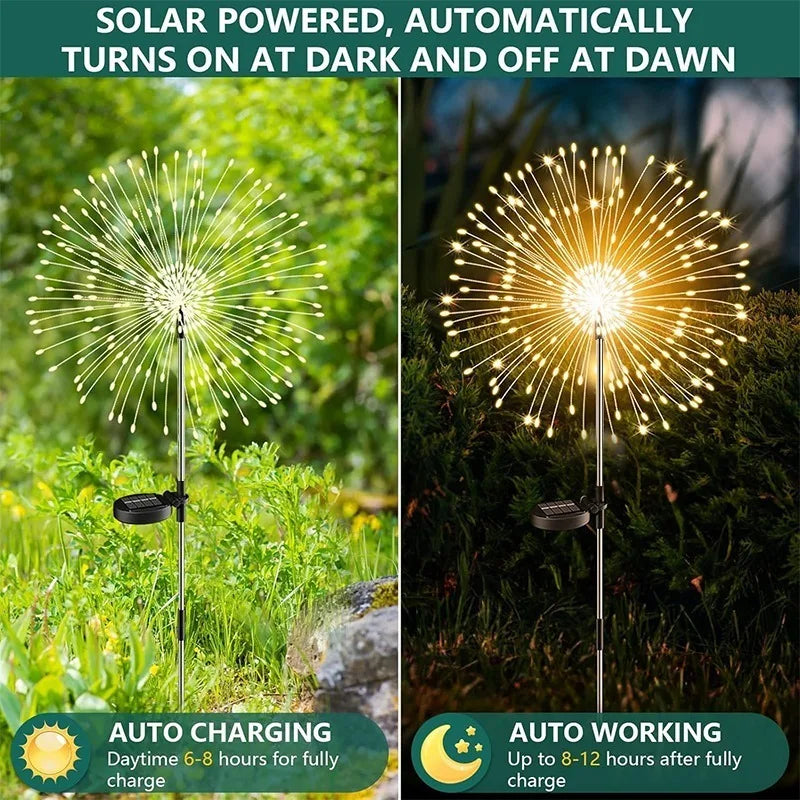 Outside Decorations Light Solar Lawn Light LED Garden Firework Dandelion Lights Sparkles Landscape Fairy Light Yard Patio Decor Taj Home Store