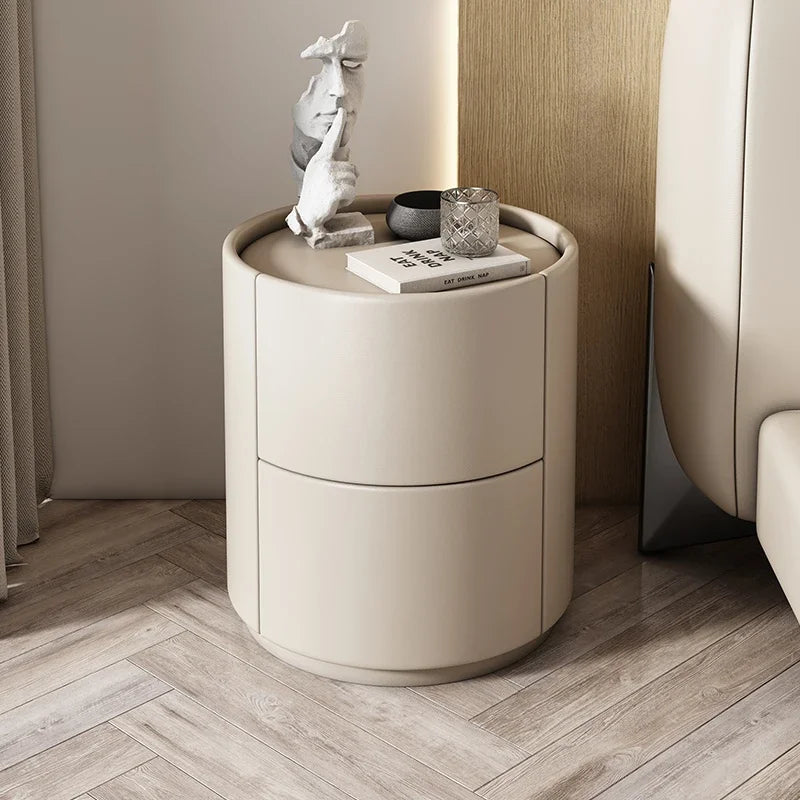Home Living Room Sofa Side Cabinet, Creative Round Solid Wood Bedside Table, New Simple Modern Small Bedroom Storage Cabinet Taj Home Store