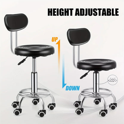 Heavy-Duty 181.44 KG Capacity Bar Stool with Backrest - Hydraulic Height Adjustment, 360° Swivel Base, PU Leather Cushion Taj Home Store