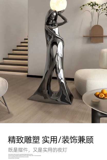 Home Decor Ladies Statue Living Room Large Floor Sofa TV Cabinet Modern Interior Soft Decoration Light Luxury Housewarming Gift Taj Home Store