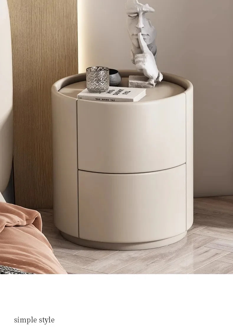 Home Living Room Sofa Side Cabinet, Creative Round Solid Wood Bedside Table, New Simple Modern Small Bedroom Storage Cabinet Taj Home Store