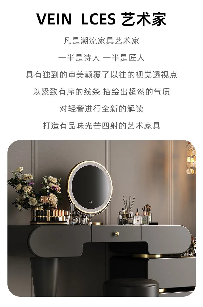 Bedroom Dressing Table Dresser Desks Makeup Mirror Storage Cabinet Light Luxury Premium Vanity Desk Toiletries Tables Furniture Taj Home Store