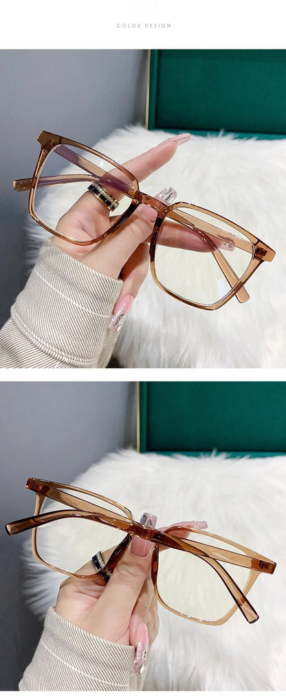 Myopia Glasses, Stylish Retro Square Style For Both Men And Women, Trendy For Students, Plain Face Makeup Style.15951 Taj Home Store