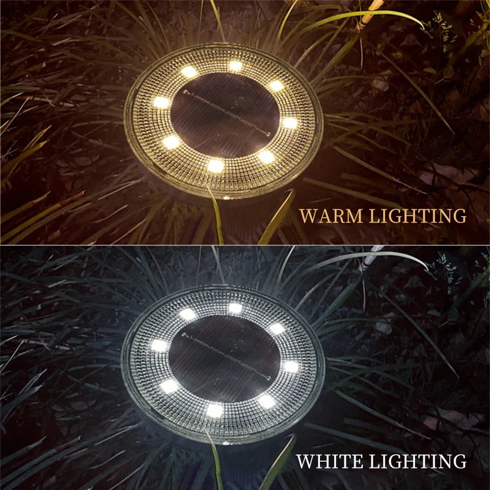 IP68 Waterproof LED Outdoor Solar Power Ground Light Lighting Control Path Deck Lights Yard Driveway Lawn Garden Decoration Lamp Taj Home Store