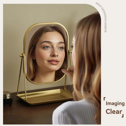 Rotating makeup mirror, light luxury style desktop with chassis, can store large makeup mirror, home dressing table mirror Taj Home Store