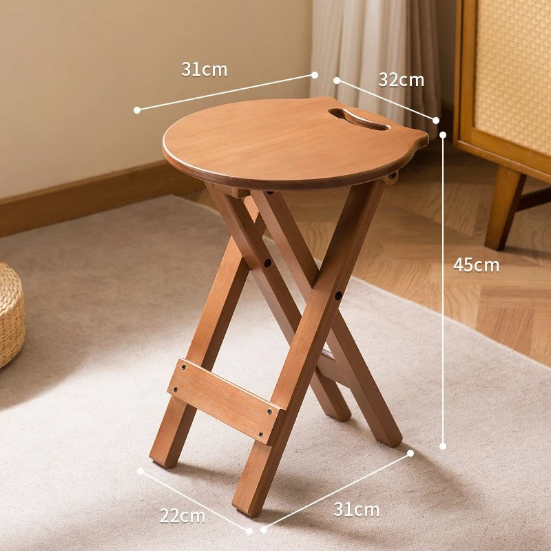 Retro style bamboo folding stool, household foldable round stool, foldable high stool, bar stool, restaurant dining stool Taj Home Store