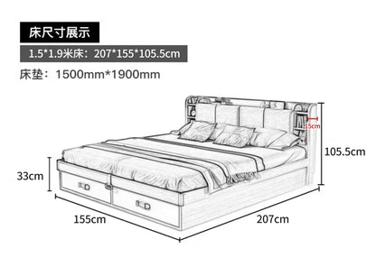 Unique Bedroom Bed Aesthetic Modern Girls Storage Luxury Bed Lounge Sleeping Headboard Letto Matrimoniale Home Accessories Taj Home Store