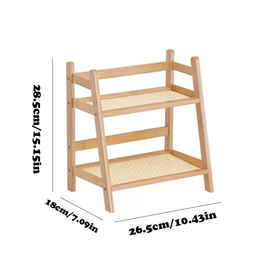 Countertop Organizer 2 Layer Coffee Cup Holder Multipurpose Bamboo Storage Shelf for Hotel Apartment Dressing Table Kitchen Home Taj Home Store