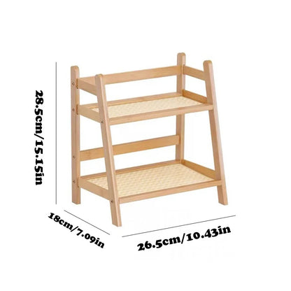 Countertop Organizer 2 Layer Coffee Cup Holder Multipurpose Bamboo Storage Shelf for Hotel Apartment Dressing Table Kitchen Home Taj Home Store