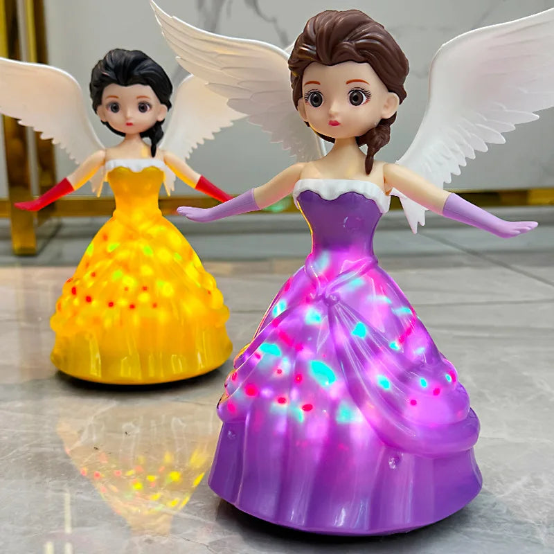 Kids Electric Toys Cute Angel Girl Princess Doll Gimbal Will Dancing Toy With Lights Music Interactive Light-emitting Toy Gifts Taj Home Store