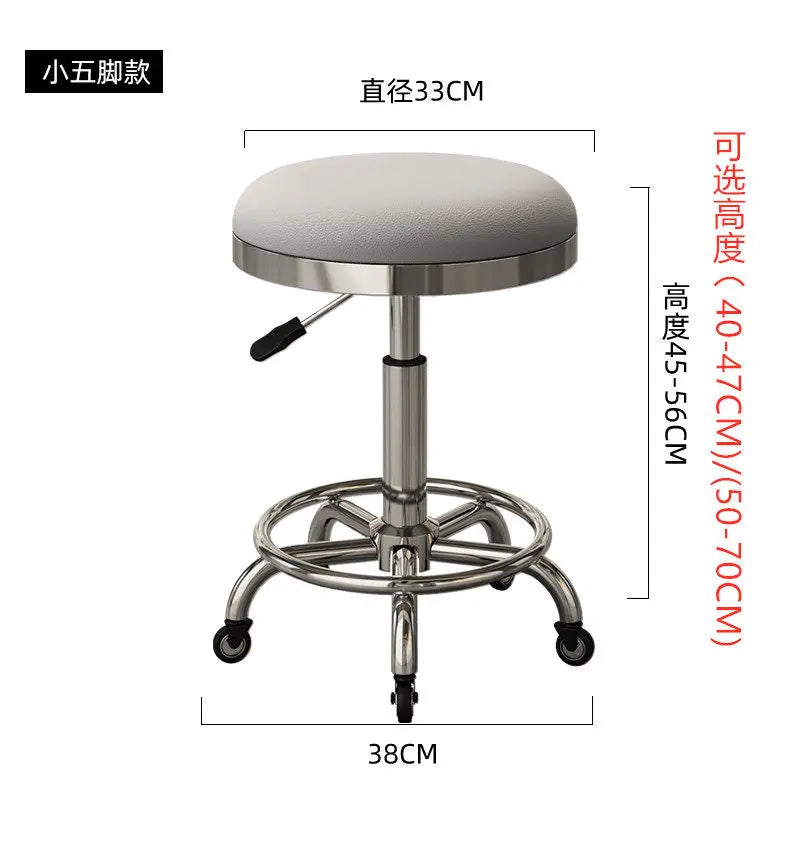 Height-adjustable Round Stools with Swivel Casters Barber&