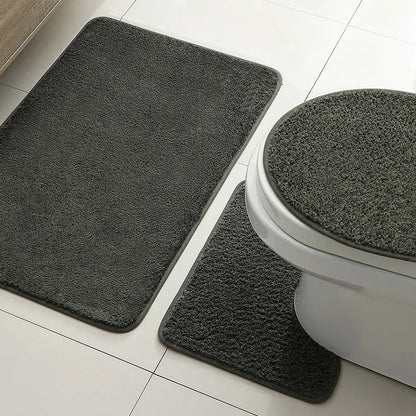 Bathroom Carpet 3-Piece Set Soft, Absorbent, Non-Slip, Microfiber Toilet Mat, U-Shaped Foot Pad Taj Home Store