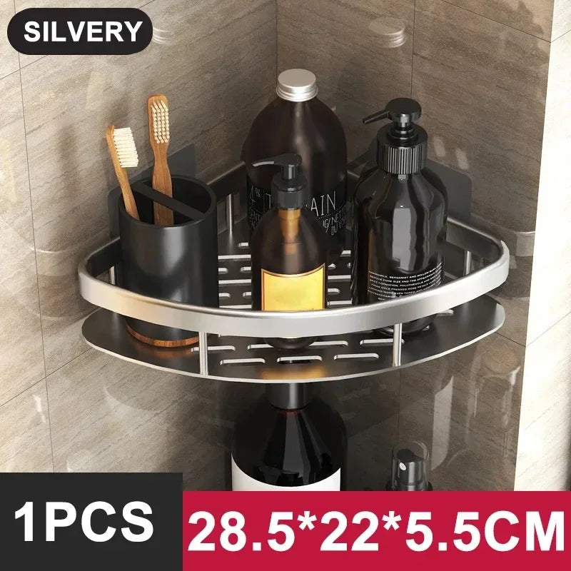 Bathroom Shelf Kitchen Storage Organizer Aluminum Alloy Shampoo Rack Shower Shelf Bathroom Accessories No Drill Shelf Taj Home Store