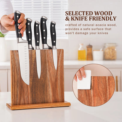 New Acacia Wood Home Kitchen Magnetic Knife Block Holder Rack Magnetic Stands with Strong Enhanced Magnets Taj Home Store