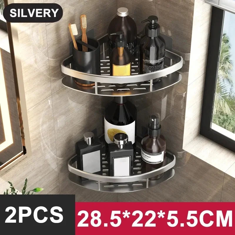 Bathroom Shelf Kitchen Storage Organizer Aluminum Alloy Shampoo Rack Shower Shelf Bathroom Accessories No Drill Shelf Taj Home Store