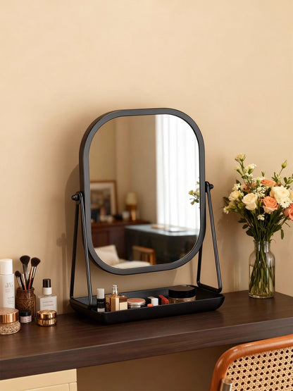 Rotating makeup mirror, light luxury style desktop with chassis, can store large makeup mirror, home dressing table mirror Taj Home Store