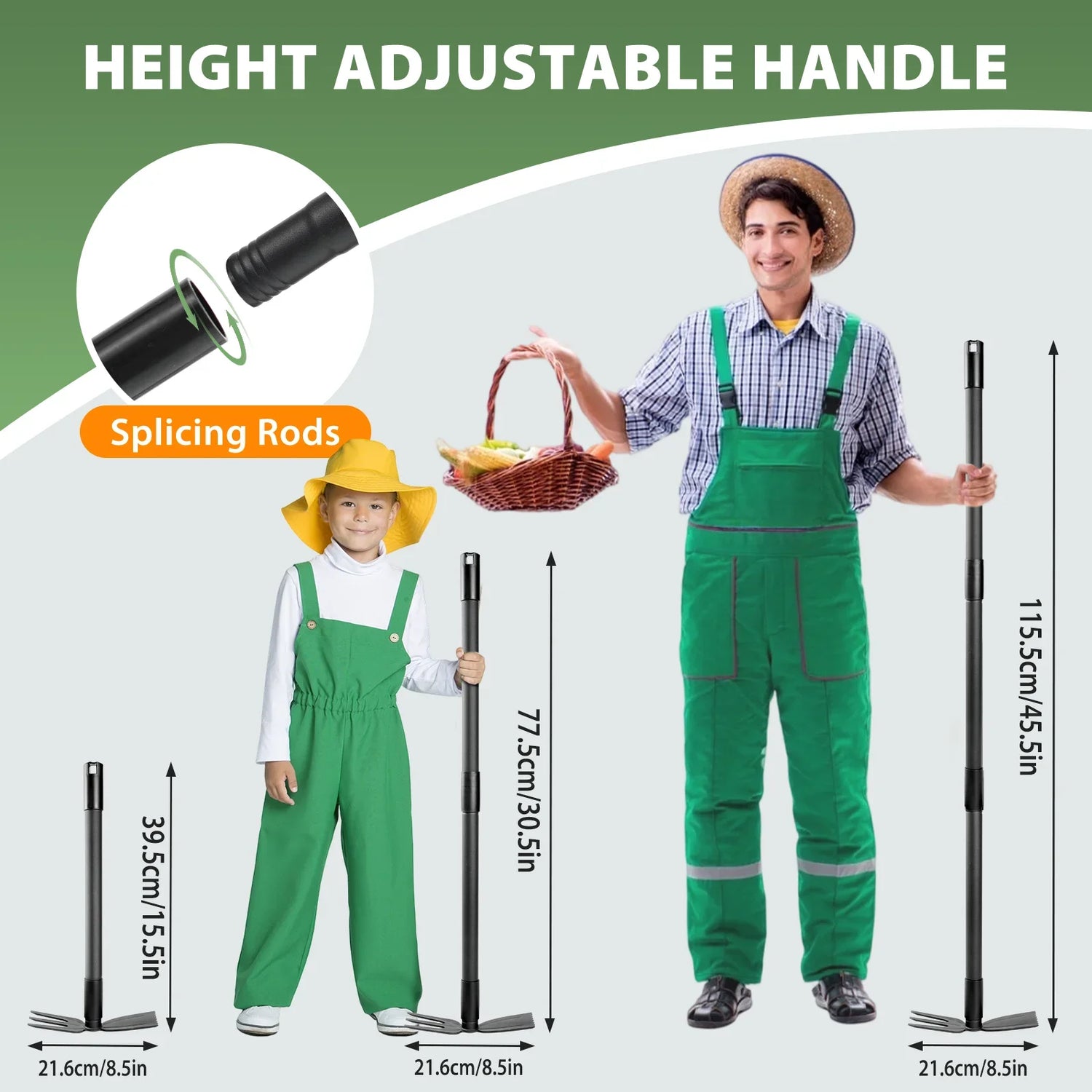 Weed Puller Tool with 45.5" Long Handle, 2 in 1 Small Garden Weeding Hoe &amp; Rake, Handheld Stand Up Hoe Garden Tool for Lawn, Gar Taj Home Store