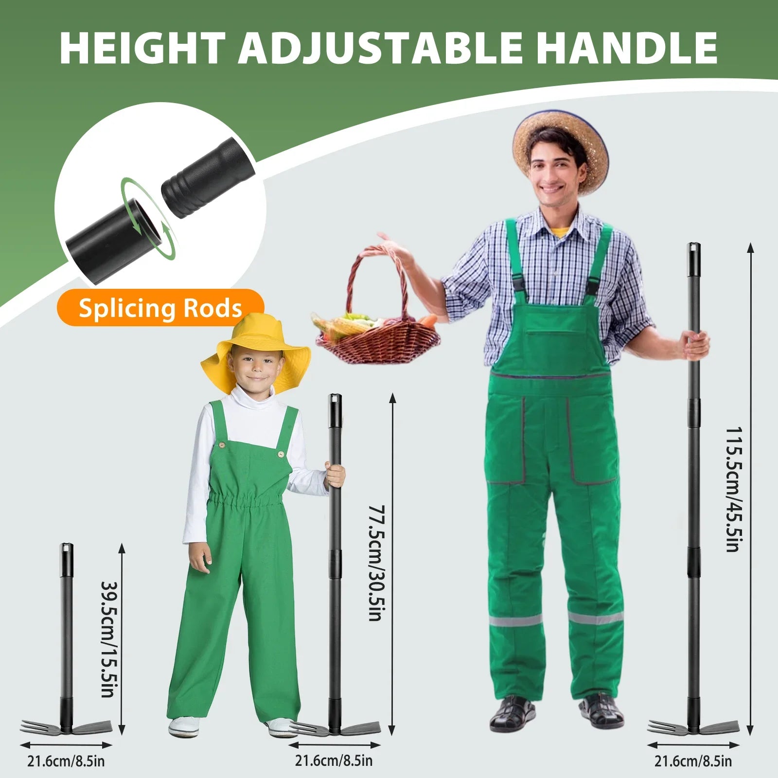 Weed Puller Tool with 45.5" Long Handle, 2 in 1 Small Garden Weeding Hoe &amp; Rake, Handheld Stand Up Hoe Garden Tool for Lawn, Gar Taj Home Store