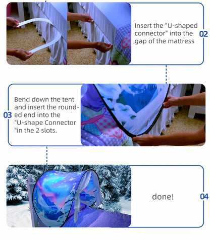 Dream Tent with light show for Kids Bed with Storage Pocket Foldable Kids Tent on Bed Mosquito Net Tent Taj Home Store