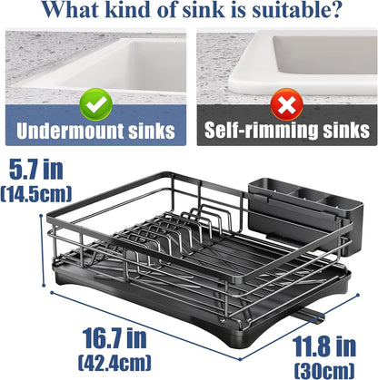 Dish Drying Rack for Kitchen Counter Large Dish Rack with Drainboard Rustproof Dish Drainer with Utensil Holder for Sink Taj Home Store