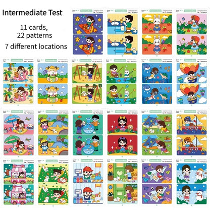 Find Differences Card Game Reusable Cartoon Educational Puzzle for Kids Three Difficulty Levels for Focus Attention Training Taj Home Store
