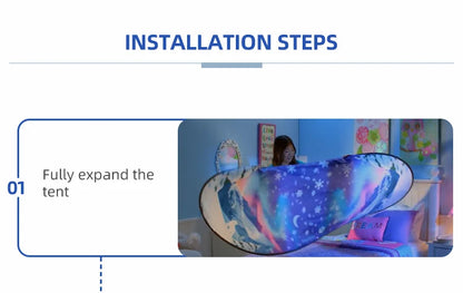 Dream Tent with light show for Kids Bed with Storage Pocket Foldable Kids Tent on Bed Mosquito Net Tent Taj Home Store
