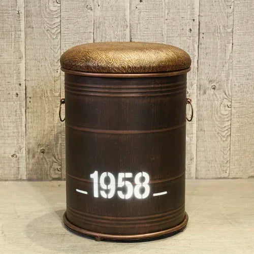 Retro Industrial Bar Stool with Heavy Duty Metal Frame &amp; Leather Bucket Seat,Vintage Style Home Bar Pub Furniture, Easy Assembly Taj Home Store