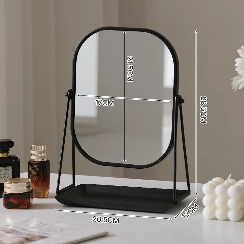 Rotating makeup mirror, light luxury style desktop with chassis, can store large makeup mirror, home dressing table mirror Taj Home Store